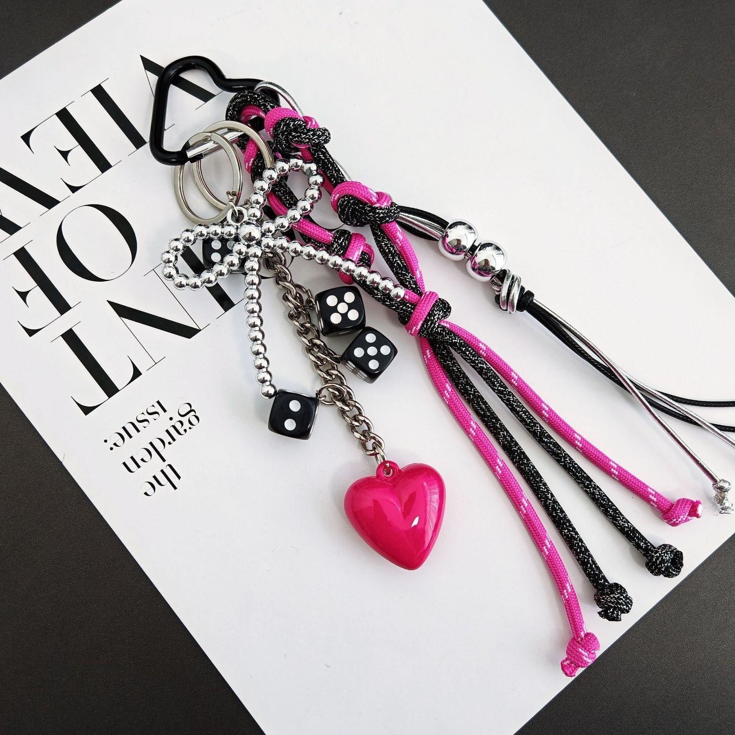 Simple Bow Beaded Braided Keychain Bag Charm