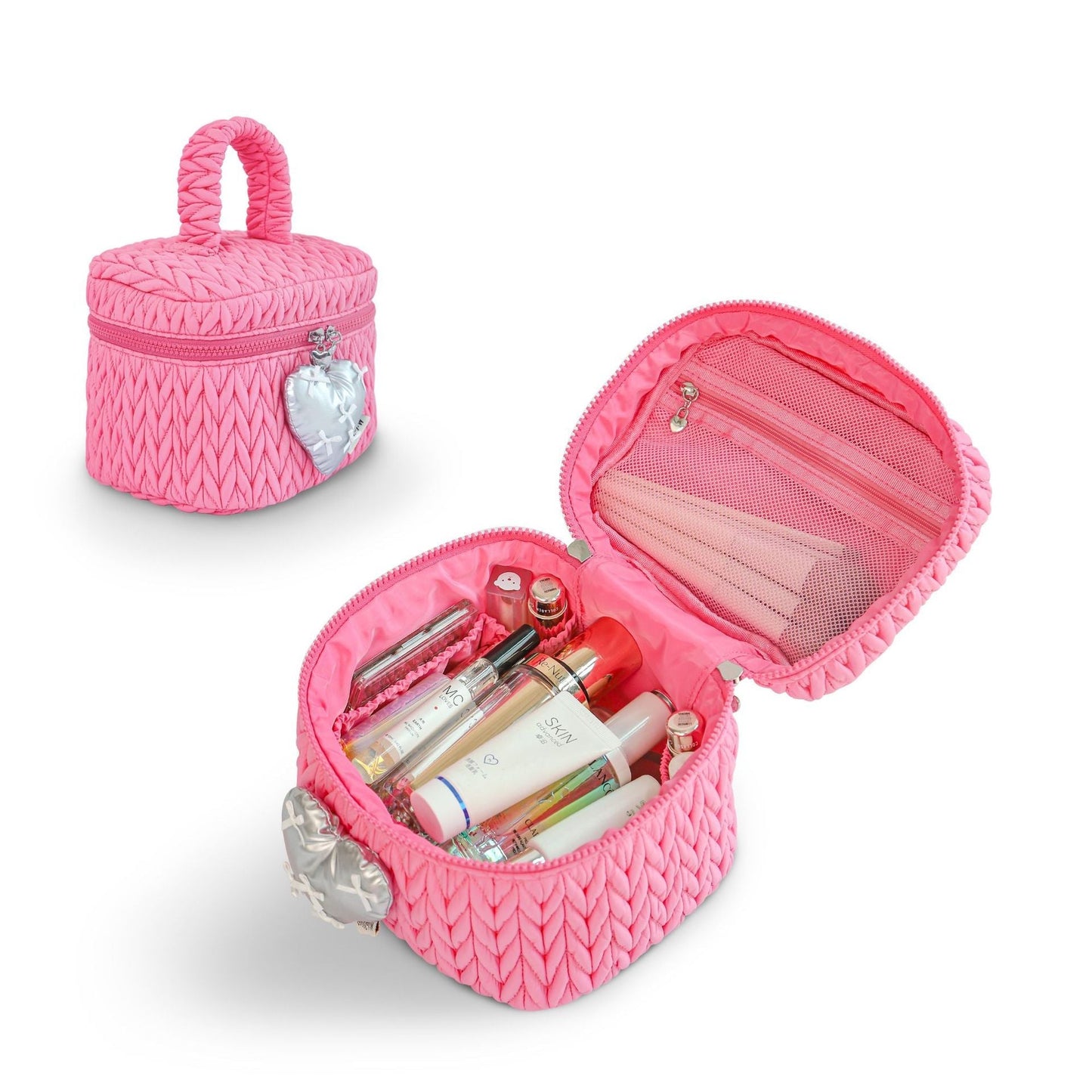 Cute Color Block Padded Large Cpacity Make Up Bag