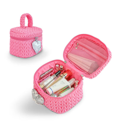 Cute Color Block Padded Large Cpacity Make Up Bag