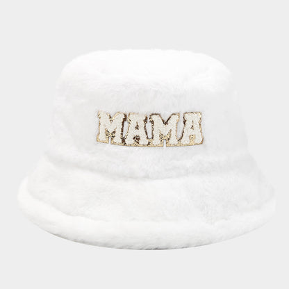 Soft Fuzzy Embroidered Winter Bucket Hat