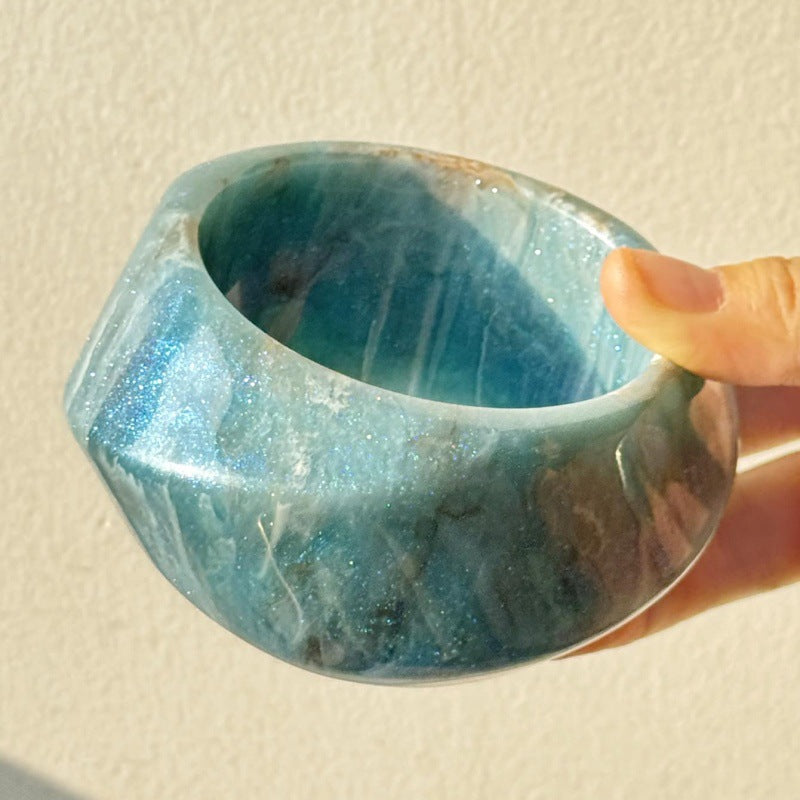 Colorful Geometric Irregular Shimmer Resin Bangle