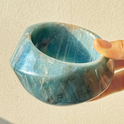 Colorful Geometric Irregular Shimmer Resin Bangle