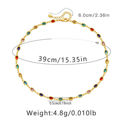 Colourful Oval Zirconia Vintage Necklace
