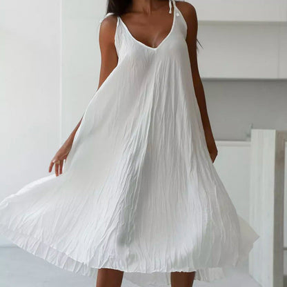 V-Neck Casual String Shoulder Sleepwear Dress