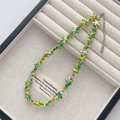 Vintage Turquoise Starfish Beaded Choker Necklace