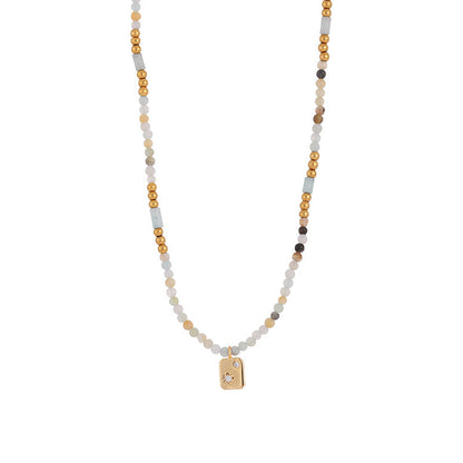 Simple Zircon Layered Beaded Necklaces