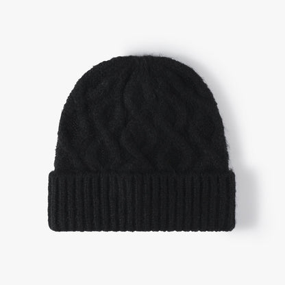 Twist Jacquard Knit Hat Solid Color Beanie