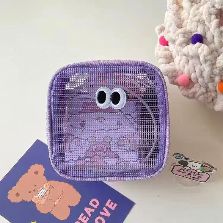 Cute Solid Color Mesh Make Up Bag