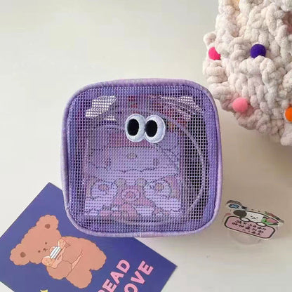 Cute Solid Color Mesh Make Up Bag