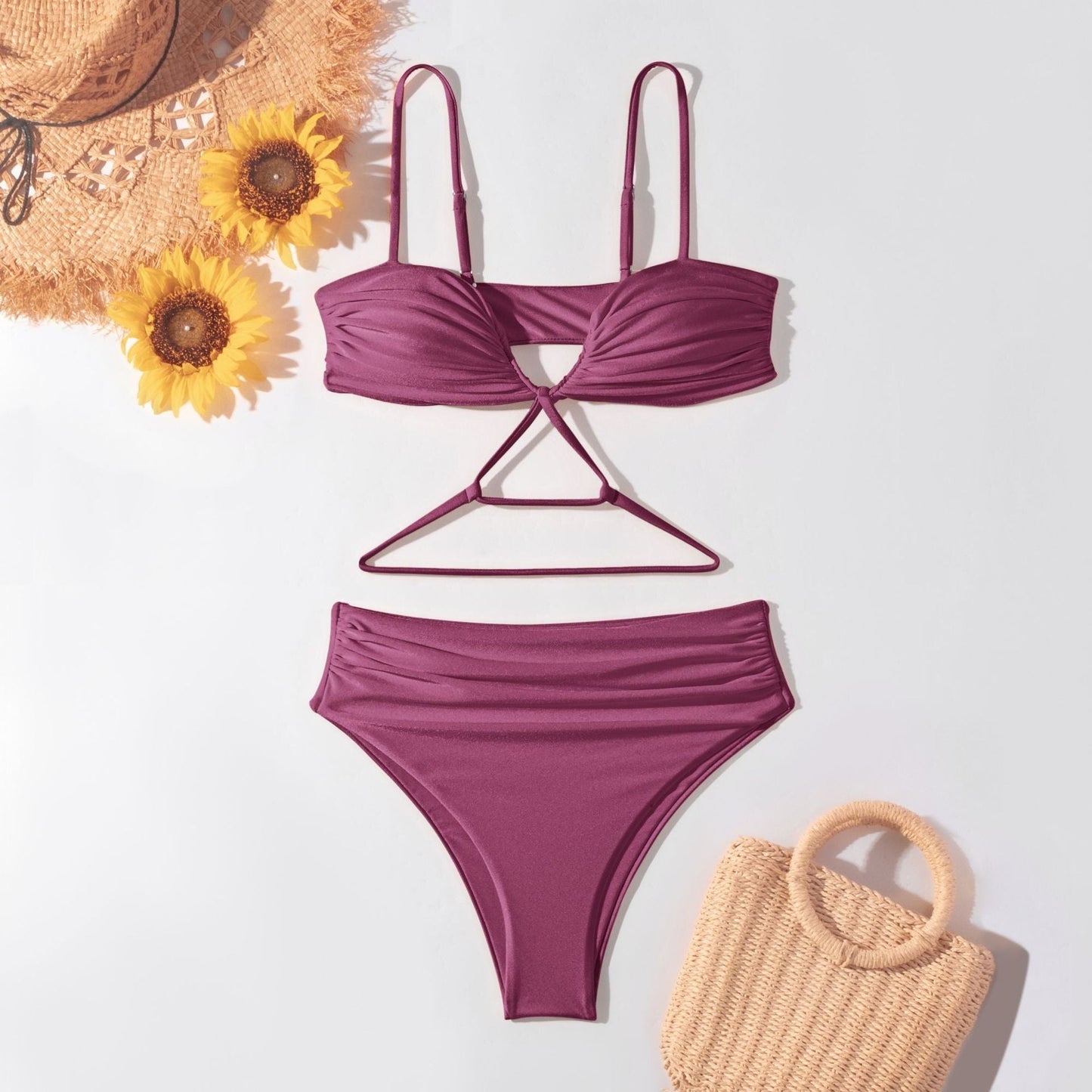 Solid Color String Backless Sexy Swimwear