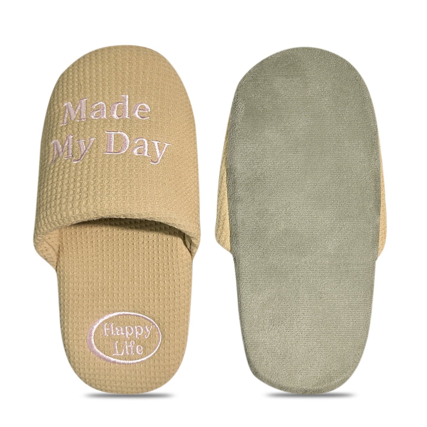 Soft Letter Embroidered Waffle Indoor Slippers