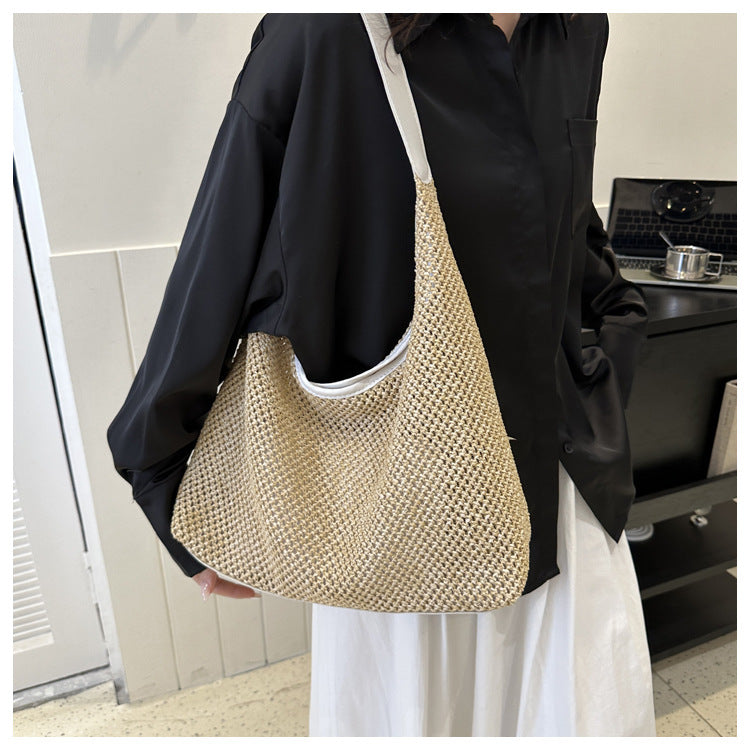 Casual Hollow Out Woven Shoulder Bag