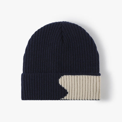 Spliced Color Knit Hat Padded Beanie