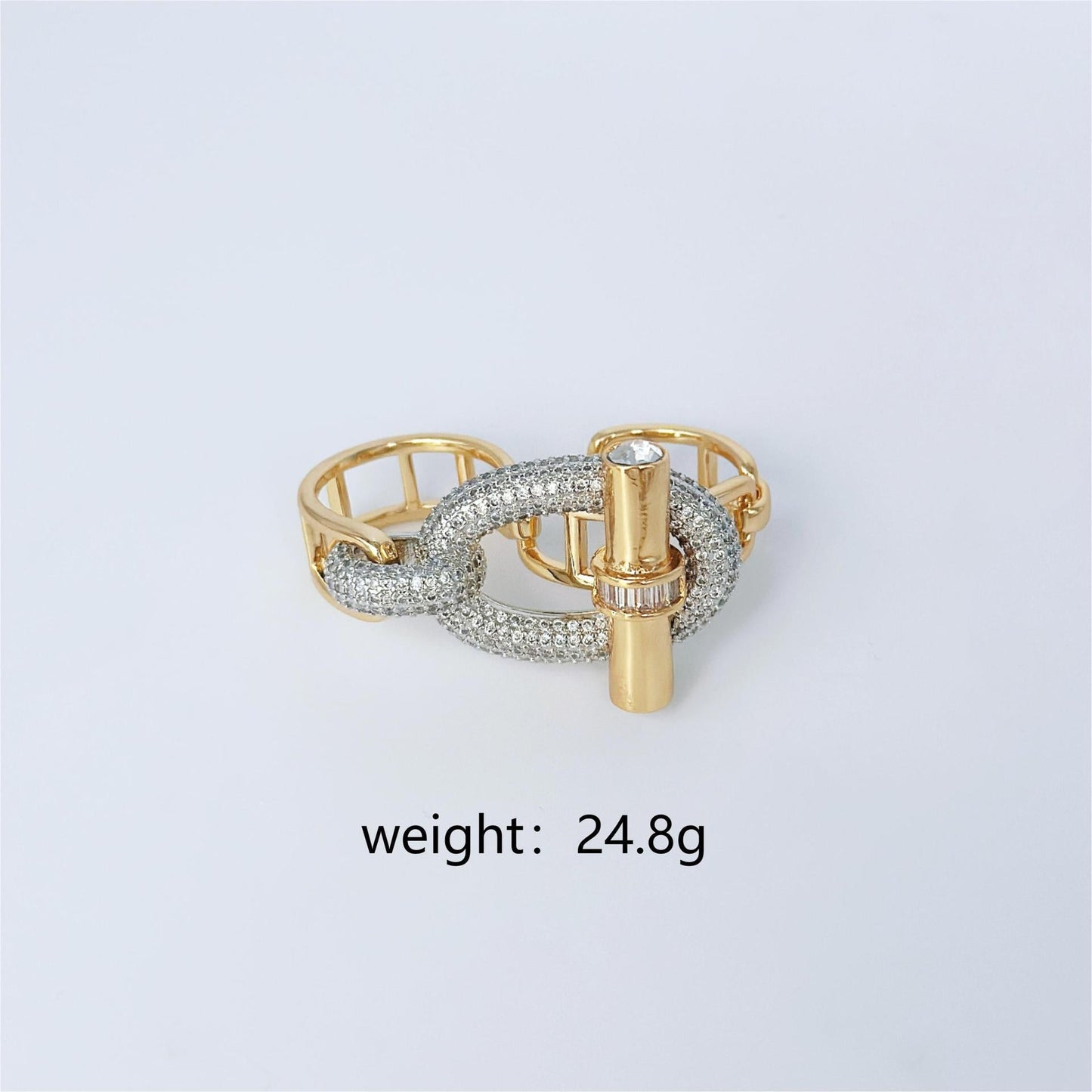 Elagant OT Buckle Zircon Studded Wrap Bracelet