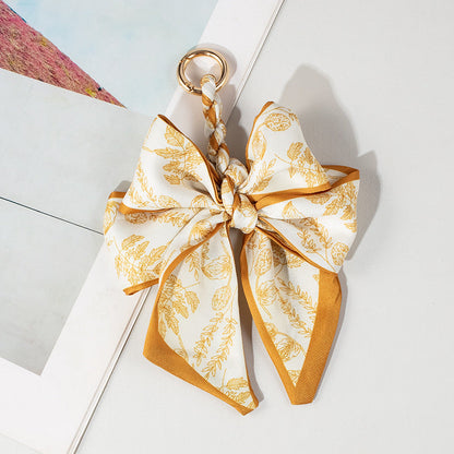 Vintage Lace Print Bow Scarf Bag Charm