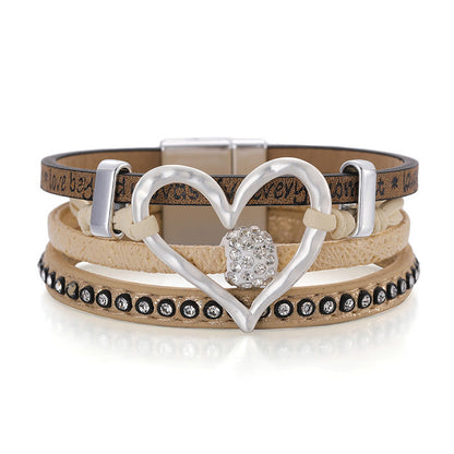 Hollow Out Love Zircon Layered Bracelets