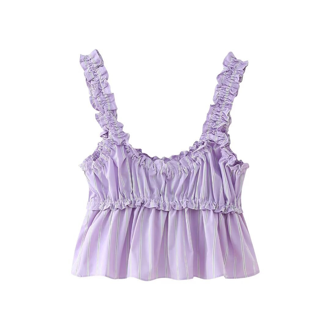 Casual Striped Sleeveless Top and Long Pants Sets