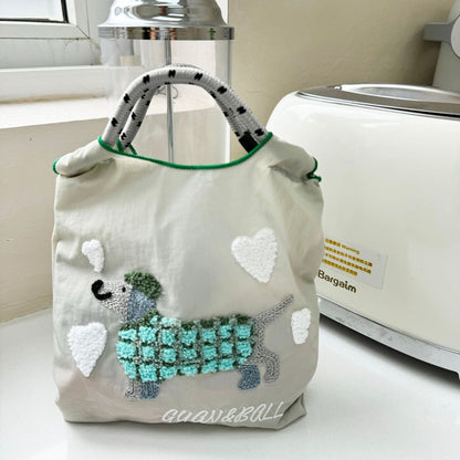 Mini Embrodered Nylon Shopping Shoulder Bag