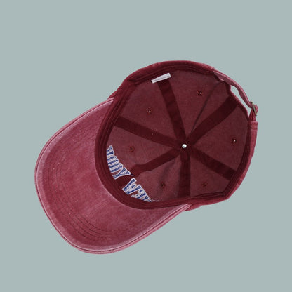 Washed Letter Embroidered Cotton Baseball Cap