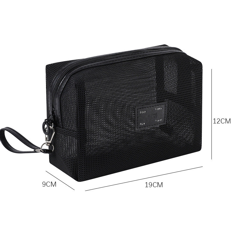 Solid Color Mesh Large Capacity Make Up Bags