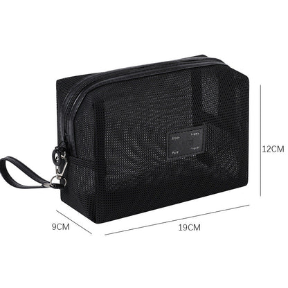Solid Color Mesh Large Capacity Make Up Bags