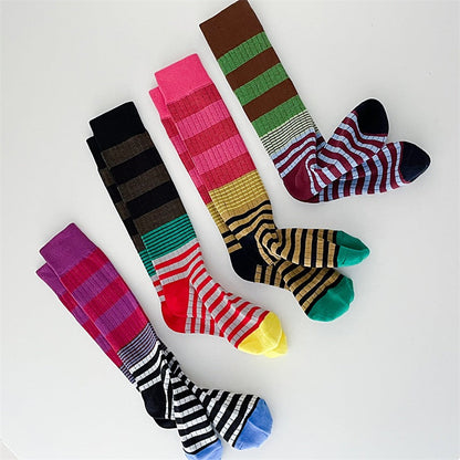 Color Block Striped Long Slouch Socks