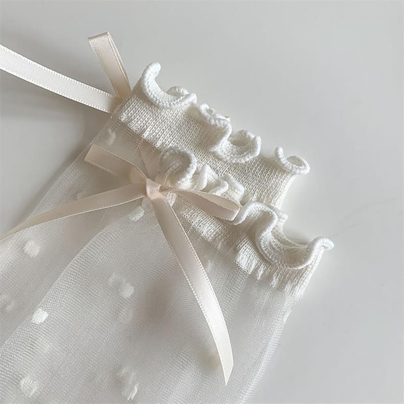 Bow Polka Dot Mesh Thin Socks