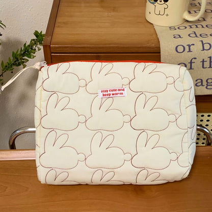 Cute Embroidered Rabbit Soft Make Up Bag