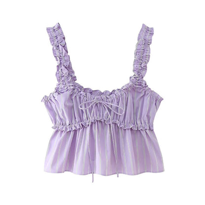 Casual Striped Sleeveless Top and Long Pants Sets