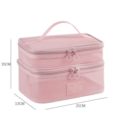 Pink Mesh Large Capacity Make Up Bags