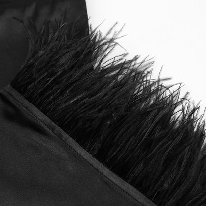 Feather Solid Color Casual Sleepwear Dress