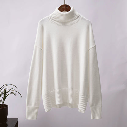 High Collar Loose Solid Color Sweater