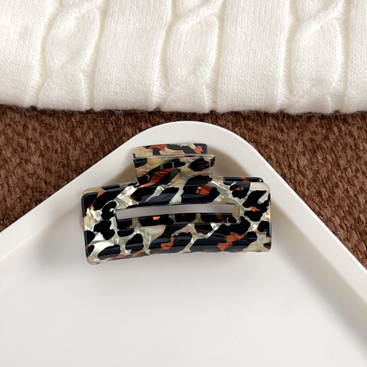 Vintage Leopard Large Square Hair Claws