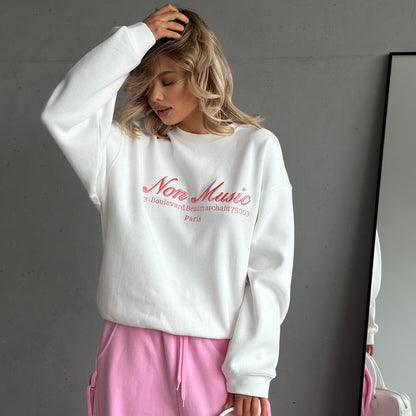 Letter Embroideries Loose Hoodie