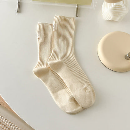 Solid Color Ribbing Cotton Slouch Socks
