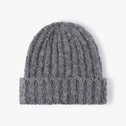 Simple Ribbed Knit Hat Padded Beanie