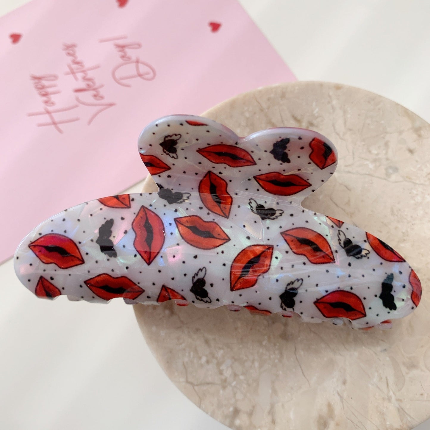 Cute Heart Print Hair Claw