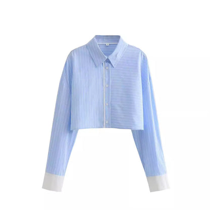 Striped Color Block Shirt Short Set