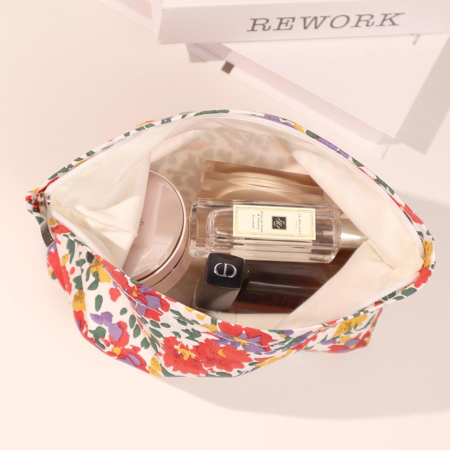 Simple Colorful Floral Print Cosmetic Bag