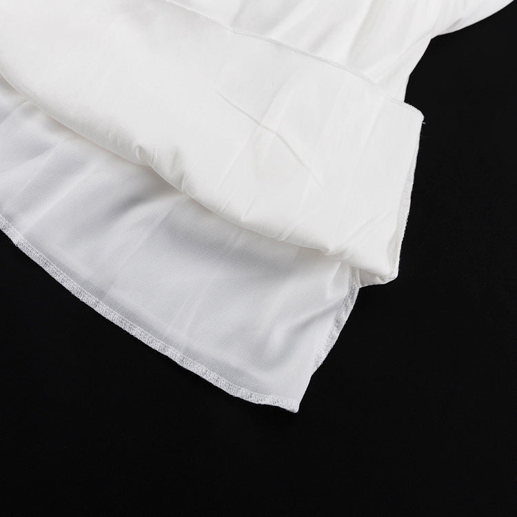 V-Neck Flounce Solid Color Mini Dress