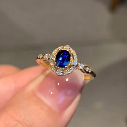 Vintage Blue Gemstone Rhinestone Rings