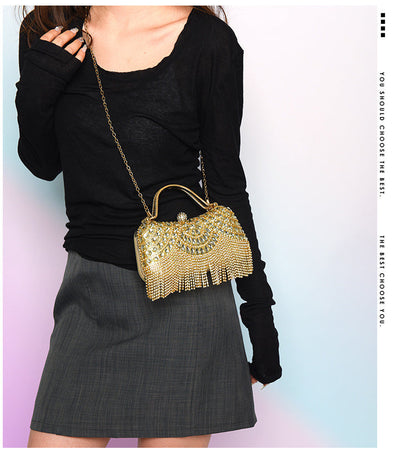 Tassel Rhinestone Chain Party Handbag