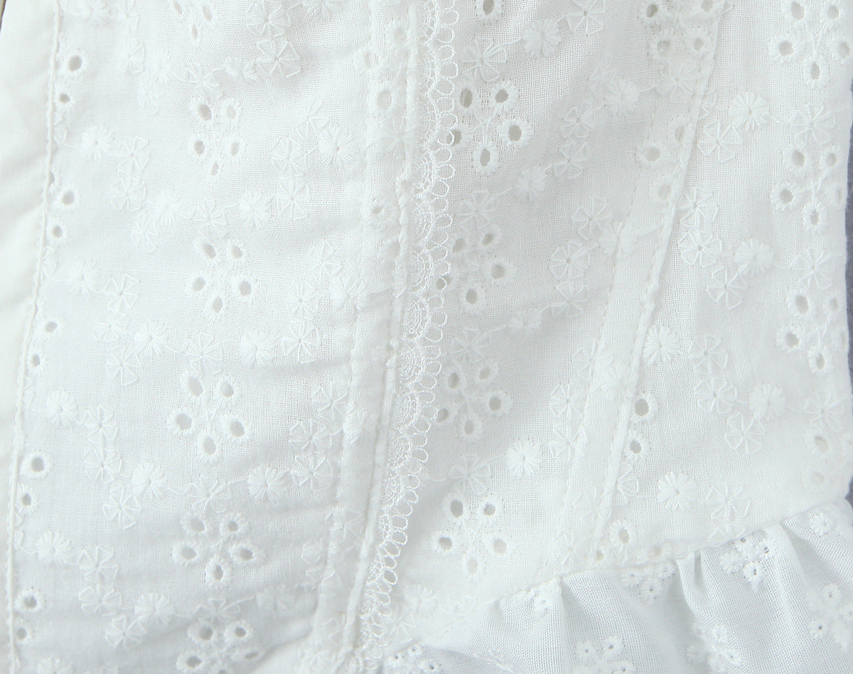 White Sweet Flounce Sleeveless Top Skirt Set