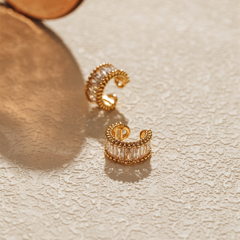 Vintage Elegant Zircon Clip Earrings