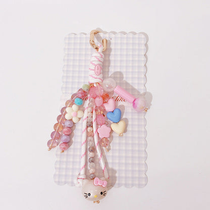 Cute Color Block Beaded Keychain Bag Charm