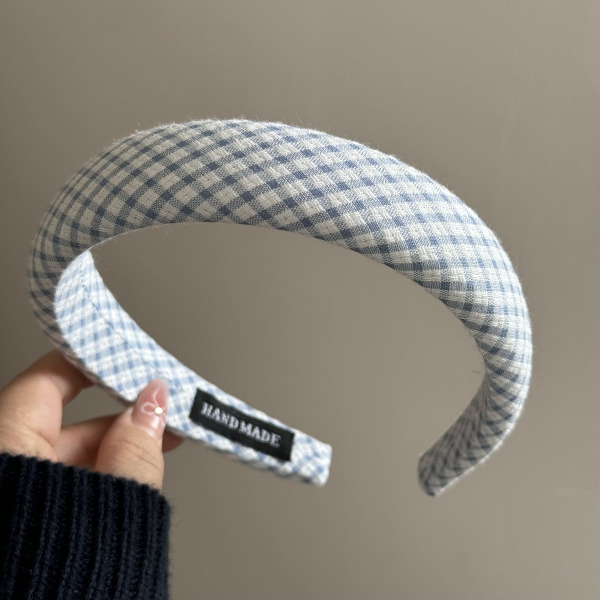 Blue Plaid Cute Wide Padded Headbands