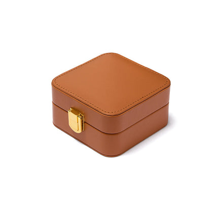 Solid Color Portable Mini Jewelry Case With Mirror