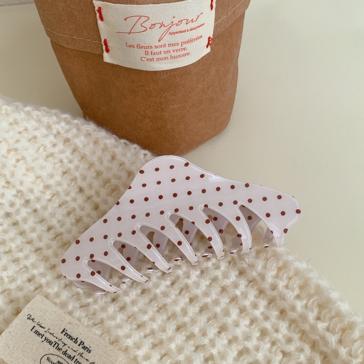 Simple Polka Dot Color Block Hair Claw