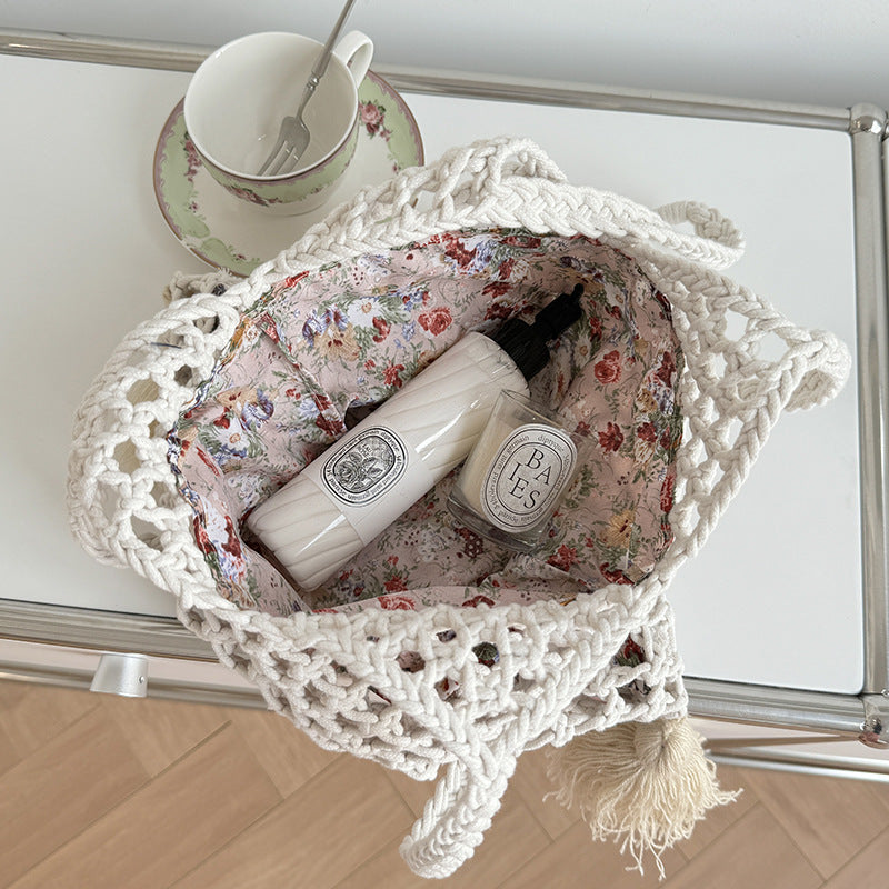 Tassel Hollow Braided Shoulder Bag