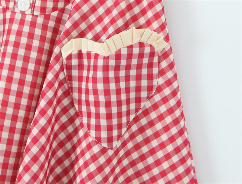 Sweet Halter Sleeveless Plaid Midi Dress